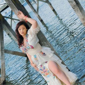 Wedding Fiesta Dress embroidery Floral Mexican